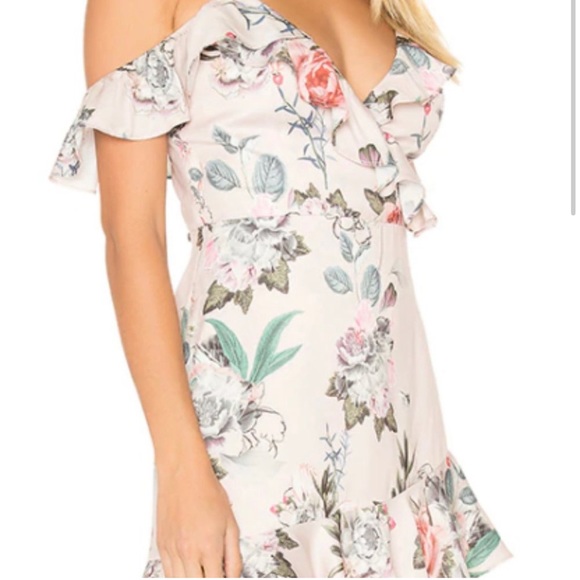 Revolve Majorelle Salsa Dress Blush Pink Floral Print Mini Dress Ruffled Medium - Picture 5 of 16
